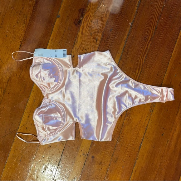 Urban Outfitters Out From Under Pink Silk Bodysuit - Picture 3 of 5